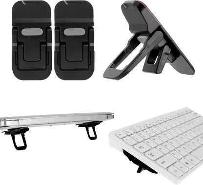 2 Pcs Portable Keyboard Stand, Dual Tilt Angle Adjustment, Foldable Laptop Riser, Self-Adhesive Feet for Most Keyboards (Black)