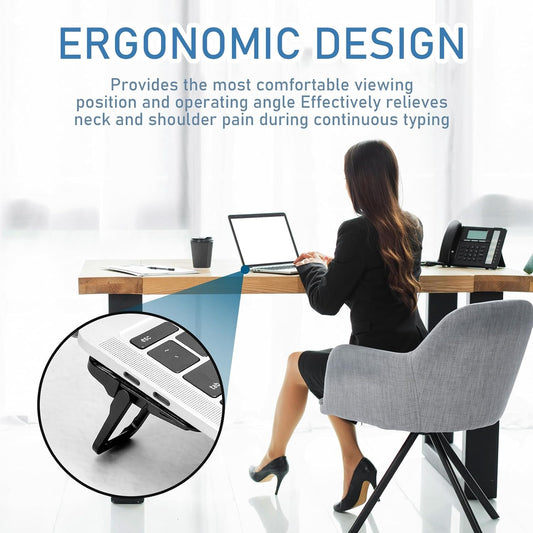 2 Pcs Portable Keyboard Stand, Dual Tilt Angle Adjustment, Foldable Laptop Riser, Self-Adhesive Feet for Most Keyboards (Black)