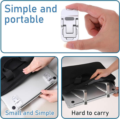 2 Pcs Portable Keyboard Stand, Dual Tilt Angle Adjustment, Foldable Laptop Riser, Self-Adhesive Feet for Most Keyboards (Black)