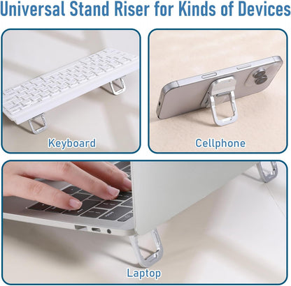 2 Pcs Portable Keyboard Stand, Dual Tilt Angle Adjustment, Foldable Laptop Riser, Self-Adhesive Feet for Most Keyboards (Black)