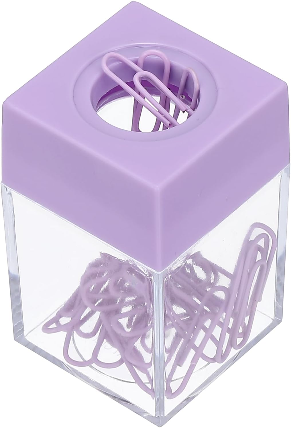 Magnetic Paper Clip Holder Dispenser, Large Capacity Paper Clip Organizers with Magnetic Top for Desk Supplies, Office, Classroom, Home, Purple