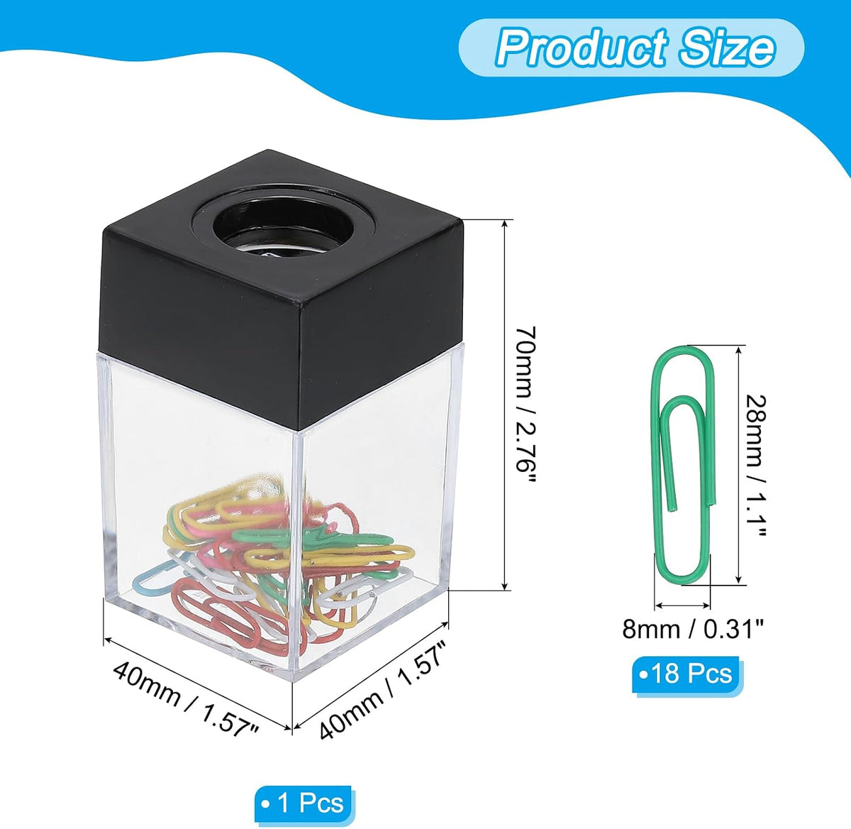 Magnetic Paper Clip Holder Dispenser, Large Capacity Paper Clip Organizers with Magnetic Top for Desk Supplies, Office, Classroom, Home, Purple