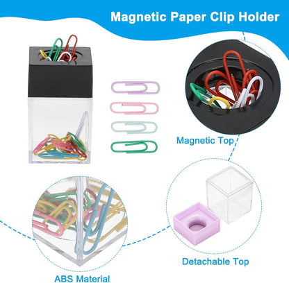 Magnetic Paper Clip Holder Dispenser, Large Capacity Paper Clip Organizers with Magnetic Top for Desk Supplies, Office, Classroom, Home, Purple
