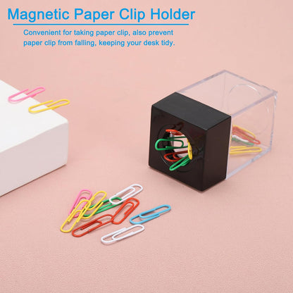 Magnetic Paper Clip Holder Dispenser, Large Capacity Paper Clip Organizers with Magnetic Top for Desk Supplies, Office, Classroom, Home, Purple