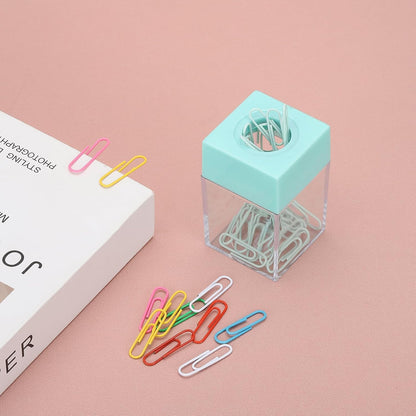 Magnetic Paper Clip Holder Dispenser, Large Capacity Paper Clip Organizers with Magnetic Top for Desk Supplies, Office, Classroom, Home, Purple