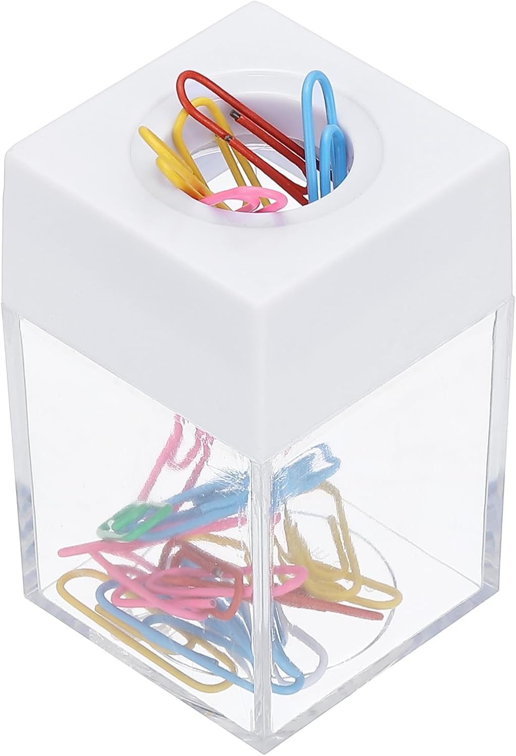 Magnetic Paper Clip Holder Dispenser, Large Capacity Paper Clip Organizers with Magnetic Top for Desk Supplies, Office, Classroom, Home, Purple