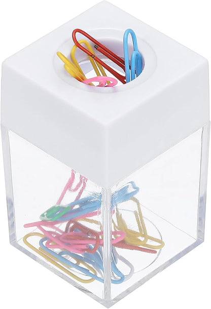Magnetic Paper Clip Holder Dispenser, Large Capacity Paper Clip Organizers with Magnetic Top for Desk Supplies, Office, Classroom, Home, Purple