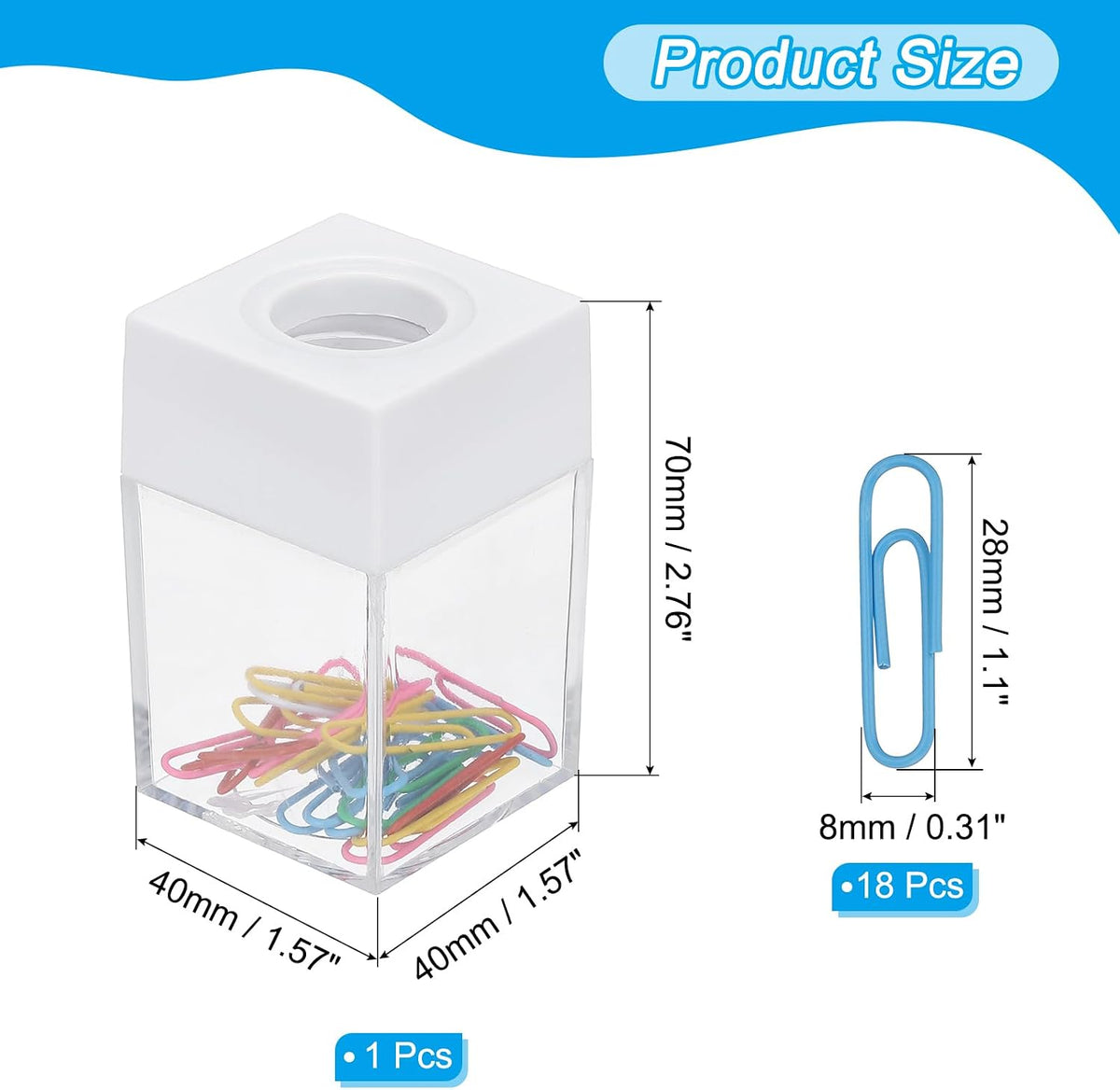 Magnetic Paper Clip Holder Dispenser, Large Capacity Paper Clip Organizers with Magnetic Top for Desk Supplies, Office, Classroom, Home, Purple