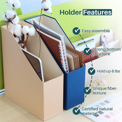 Magazine Holder - File Holder and Desk Organizer, Paperboard Book Organizer and Storage Box for Documents, Magazine Holder Rack for Classroom, Home, and Office (Leaf Green)