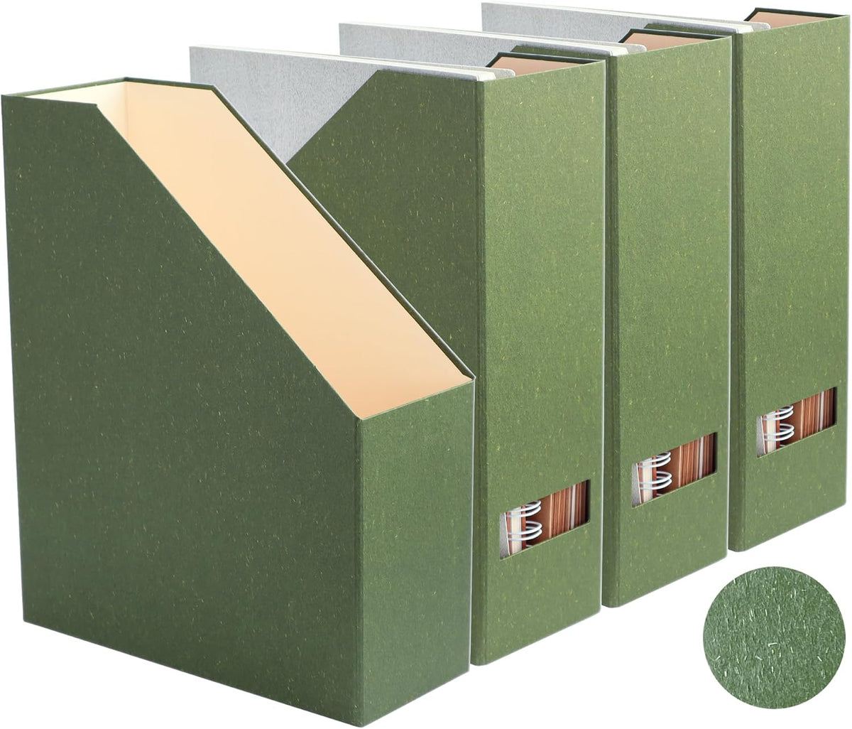Magazine Holder - File Holder and Desk Organizer, Paperboard Book Organizer and Storage Box for Documents, Magazine Holder Rack for Classroom, Home, and Office (Leaf Green)
