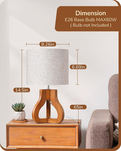 Small Table Lamp, Rose Wood Base, Handwoven Paper Rope Shade, E26