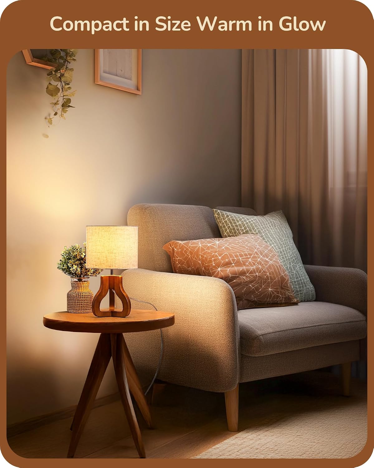Small Table Lamp, Rose Wood Base, Handwoven Paper Rope Shade, E26