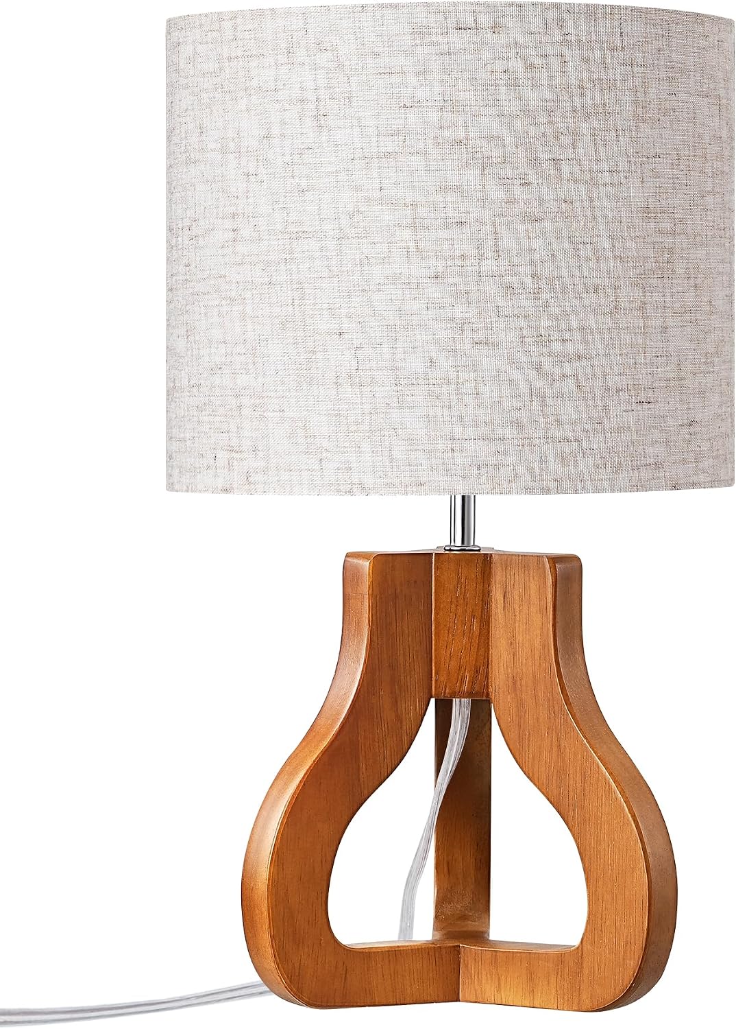 Small Table Lamp, Rose Wood Base, Handwoven Paper Rope Shade, E26