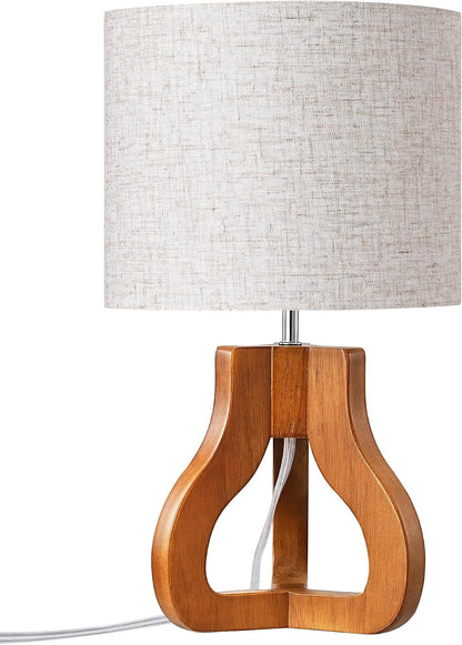 Small Table Lamp, Rose Wood Base, Handwoven Paper Rope Shade, E26