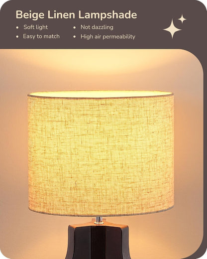 Small Table Lamp, Rose Wood Base, Handwoven Paper Rope Shade, E26