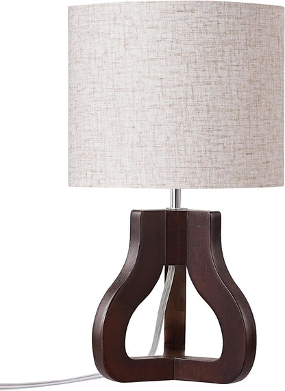 Small Table Lamp, Rose Wood Base, Handwoven Paper Rope Shade, E26