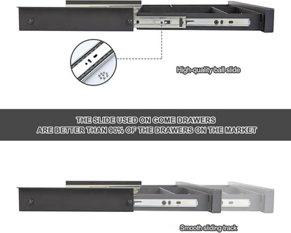Under Desk Slide out Pencil Drawer with Space Divider Design for Storing Pencil and Office Accessories, Underdesk Pull out Tray Organizer Mounted for Sit Stand Workstation