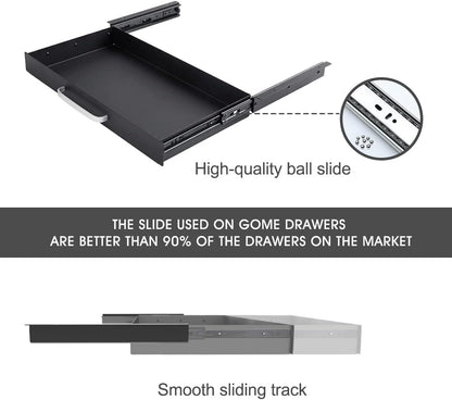 Under Desk Slide out Pencil Drawer with Space Divider Design for Storing Pencil and Office Accessories, Underdesk Pull out Tray Organizer Mounted for Sit Stand Workstation