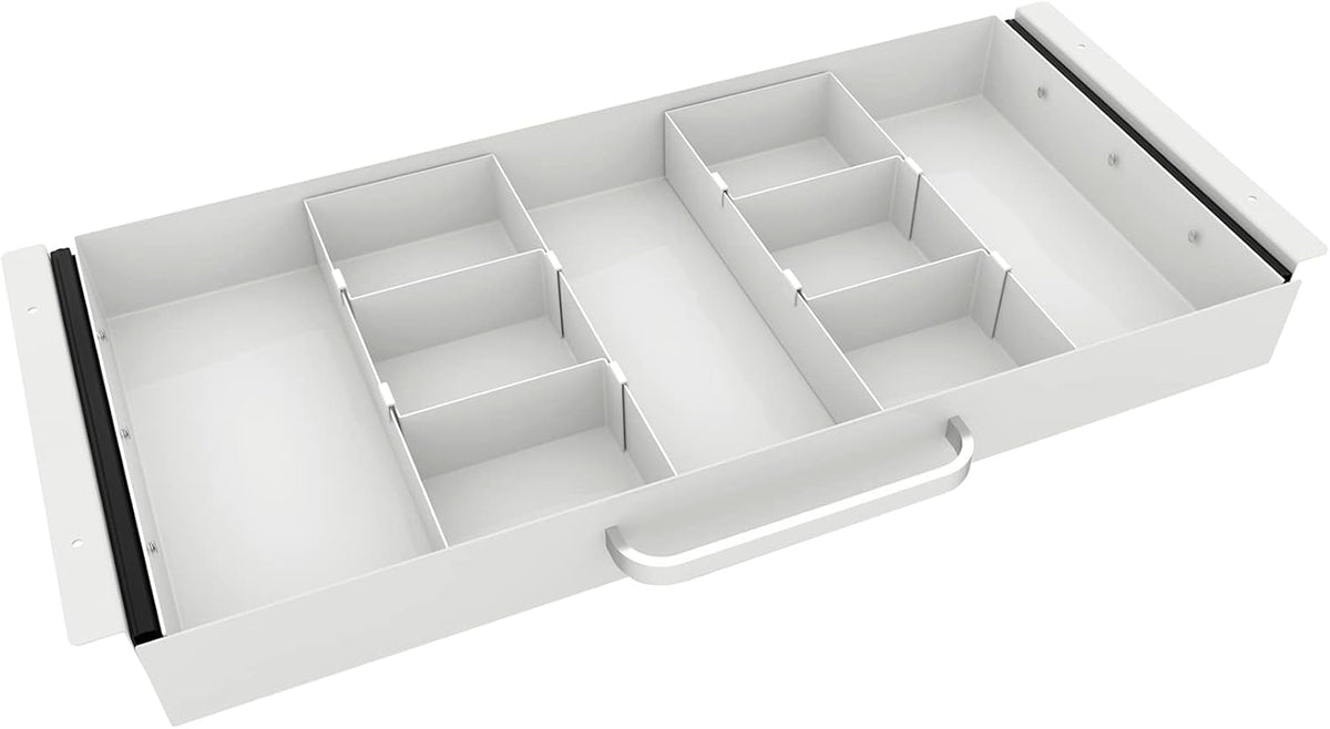 Under Desk Slide out Pencil Drawer with Space Divider Design for Storing Pencil and Office Accessories, Underdesk Pull out Tray Organizer Mounted for Sit Stand Workstation