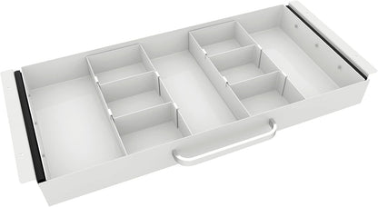 Under Desk Slide out Pencil Drawer with Space Divider Design for Storing Pencil and Office Accessories, Underdesk Pull out Tray Organizer Mounted for Sit Stand Workstation