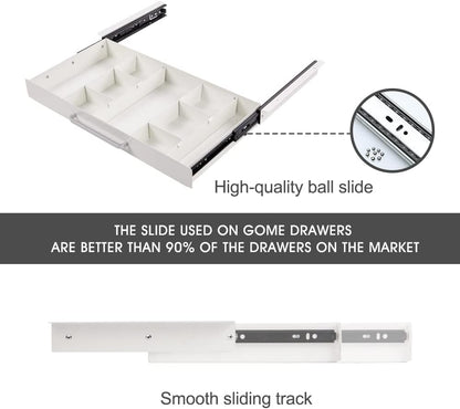 Under Desk Slide out Pencil Drawer with Space Divider Design for Storing Pencil and Office Accessories, Underdesk Pull out Tray Organizer Mounted for Sit Stand Workstation
