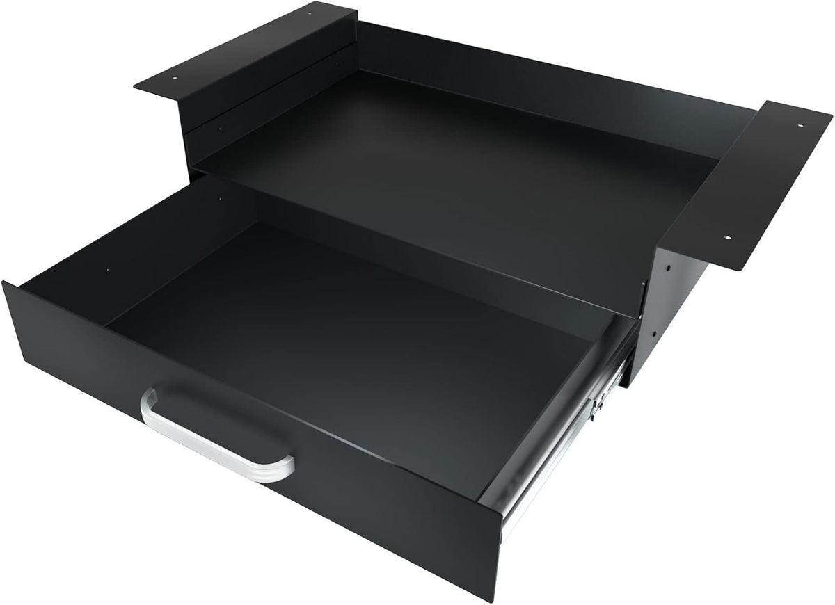 Under Desk Slide out Pencil Drawer with Space Divider Design for Storing Pencil and Office Accessories, Underdesk Pull out Tray Organizer Mounted for Sit Stand Workstation