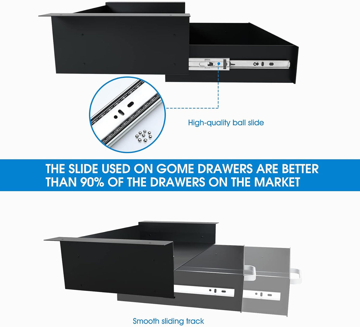 Under Desk Slide out Pencil Drawer with Space Divider Design for Storing Pencil and Office Accessories, Underdesk Pull out Tray Organizer Mounted for Sit Stand Workstation