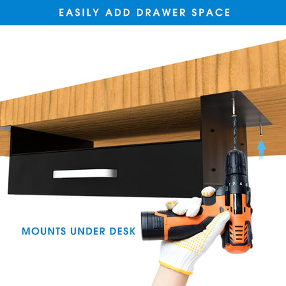 Under Desk Slide out Pencil Drawer with Space Divider Design for Storing Pencil and Office Accessories, Underdesk Pull out Tray Organizer Mounted for Sit Stand Workstation