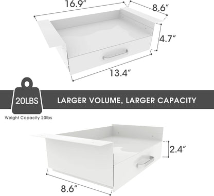 Under Desk Slide out Pencil Drawer with Space Divider Design for Storing Pencil and Office Accessories, Underdesk Pull out Tray Organizer Mounted for Sit Stand Workstation