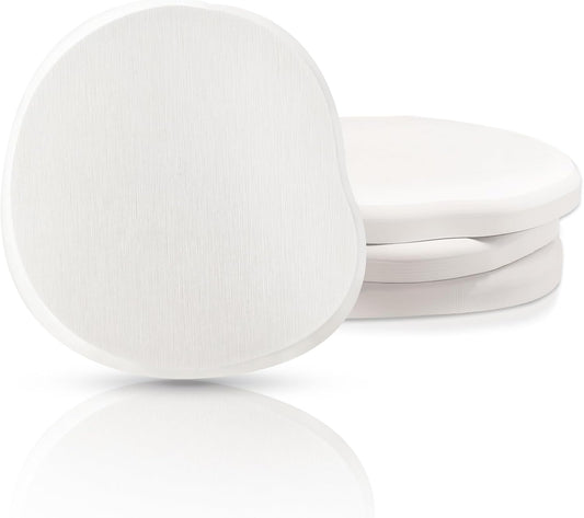 Diatomaceous Earth Coaster Set of 4, Unique Absorbent Stone Coaster, Irregular Shape Round Coasters, Modern Diatomaceous Earth Design Instant Dry Stone for Drinks, Table Desk at Work(White)