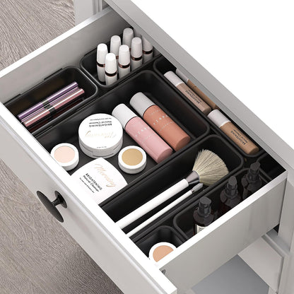 Interlocking Desk Drawer Bins Organizer, 10 Packs, Black