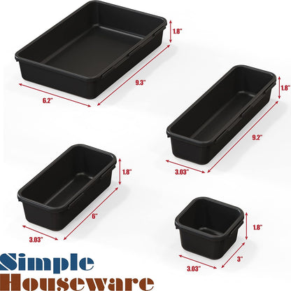 Interlocking Desk Drawer Bins Organizer, 10 Packs, Black