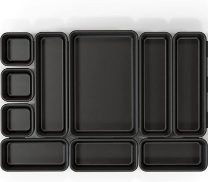Interlocking Desk Drawer Bins Organizer, 10 Packs, Black