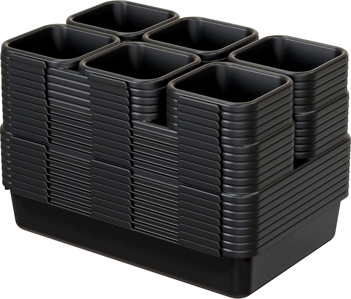 Interlocking Desk Drawer Bins Organizer, 10 Packs, Black