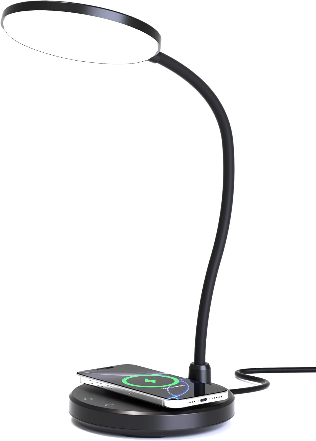 Wireless Charging Desk Lamp for Home Office, 800LM, CRI95+, Black