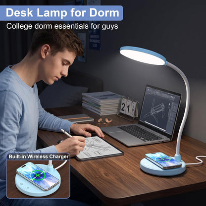 Wireless Charging Desk Lamp for Home Office, 800LM, CRI95+, Black