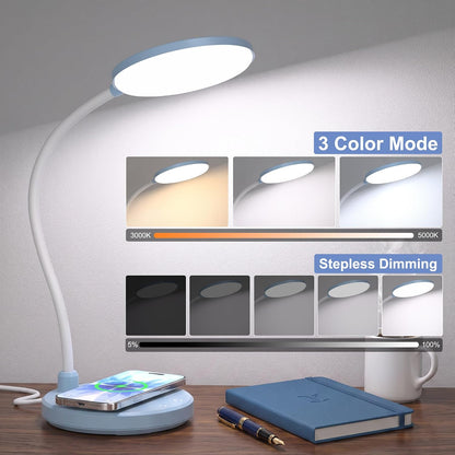 Wireless Charging Desk Lamp for Home Office, 800LM, CRI95+, Black