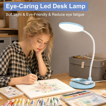 Wireless Charging Desk Lamp for Home Office, 800LM, CRI95+, Black