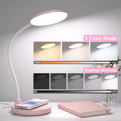 Wireless Charging Desk Lamp for Home Office, 800LM, CRI95+, Black