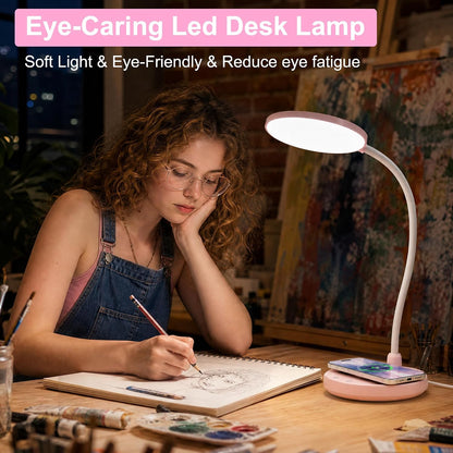 Wireless Charging Desk Lamp for Home Office, 800LM, CRI95+, Black