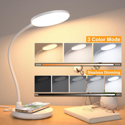 Wireless Charging Desk Lamp for Home Office, 800LM, CRI95+, Black