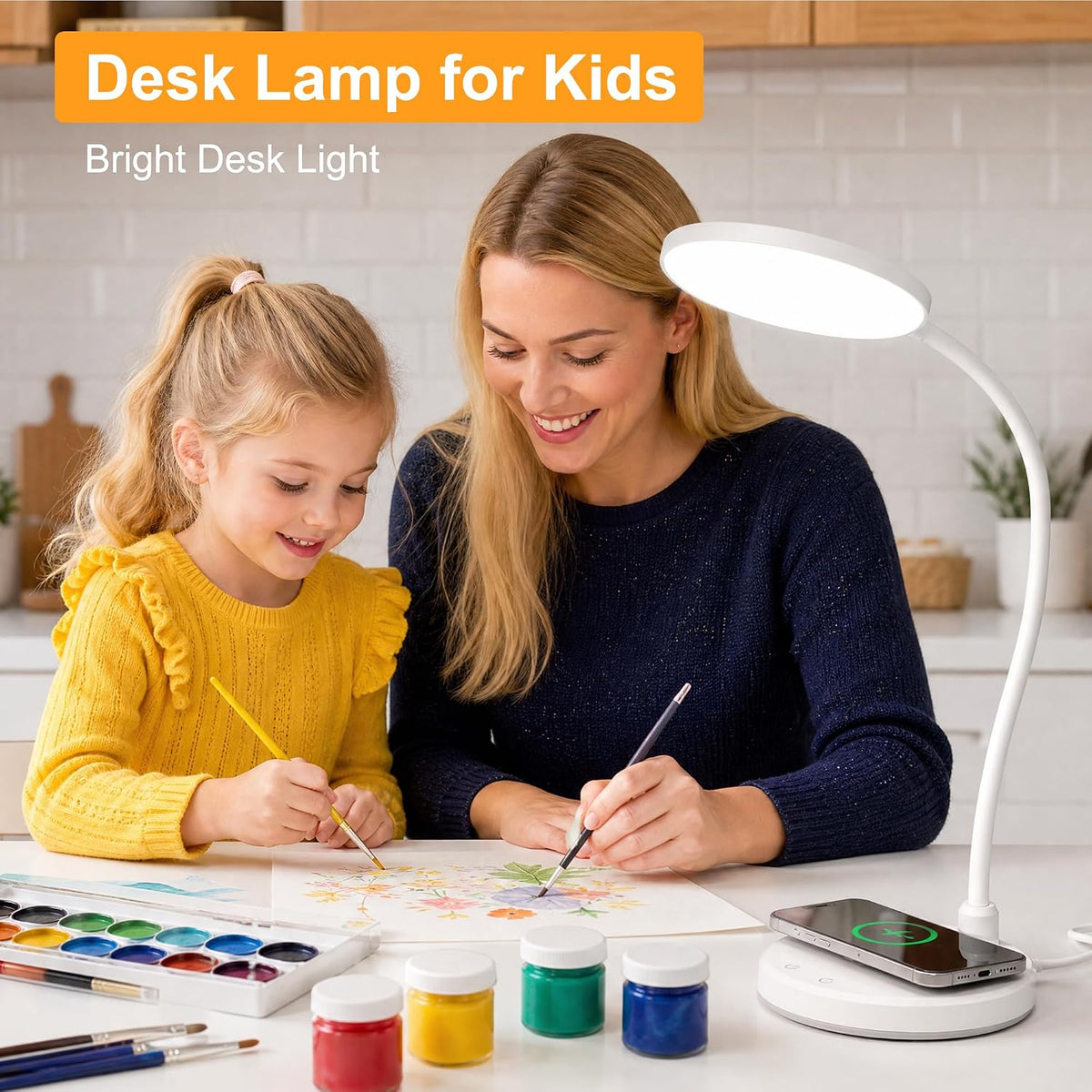 Wireless Charging Desk Lamp for Home Office, 800LM, CRI95+, Black