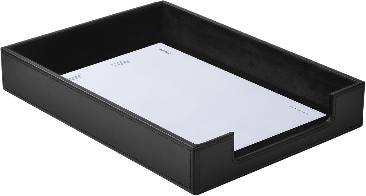 PU Leather Letter Tray - Load Documents Trays Front for Office Desktop Organizer - Desk Magazine, File, A4 Paper Holder - Paper Document File Holder Drak Brown (Drak Brown, A4-Tray)