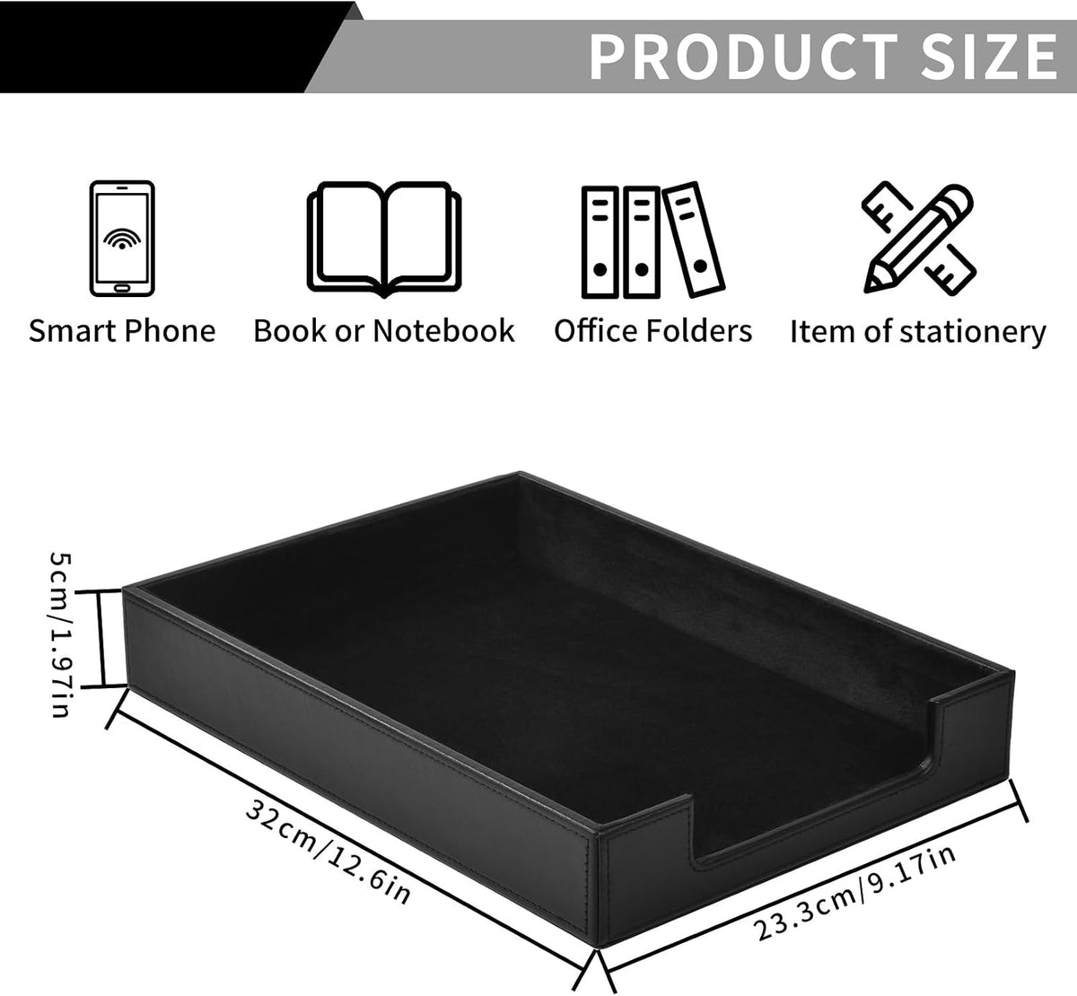 PU Leather Letter Tray - Load Documents Trays Front for Office Desktop Organizer - Desk Magazine, File, A4 Paper Holder - Paper Document File Holder Drak Brown (Drak Brown, A4-Tray)