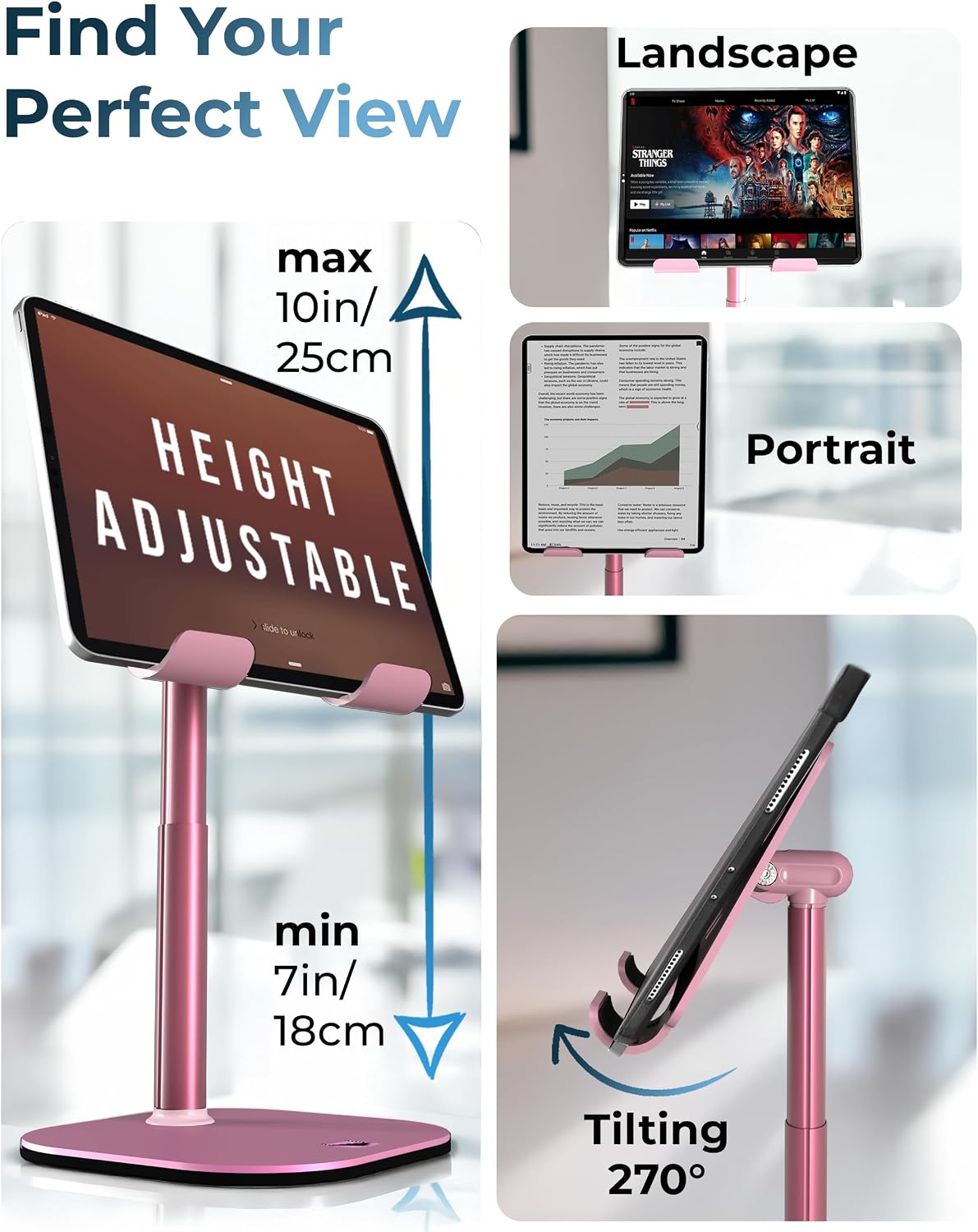 COOPER TabHolder Tablet Holder, iPad Stand for Desk, Portable Monitor Stand