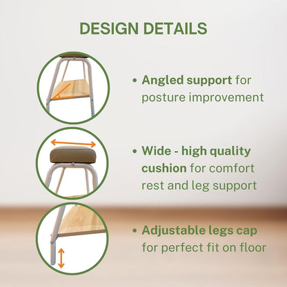 Double Step Footrest Under Desk Versatile Foot Stool Ottoman for Comfortable Desk Work Office Life (Black)