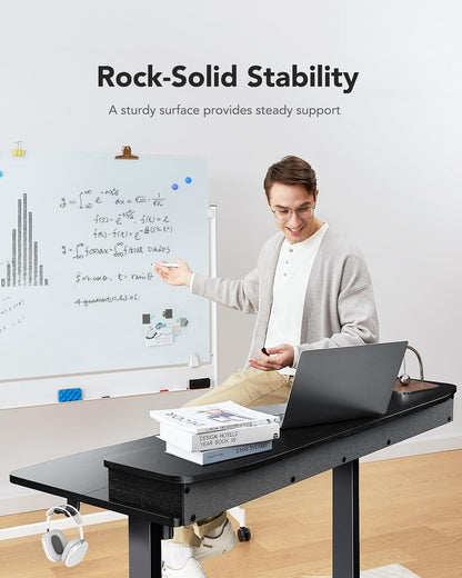 48″ x 24″ Electric Standing Desk with 2 Drawers, C-Clamp Mount Compatible, Height Adjustable Computer Desk, Home Office Stand Up Desk with 4 Preset Heights & 2 Hooks, Black