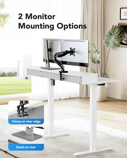 48″ x 24″ Electric Standing Desk with 2 Drawers, C-Clamp Mount Compatible, Height Adjustable Computer Desk, Home Office Stand Up Desk with 4 Preset Heights & 2 Hooks, Black