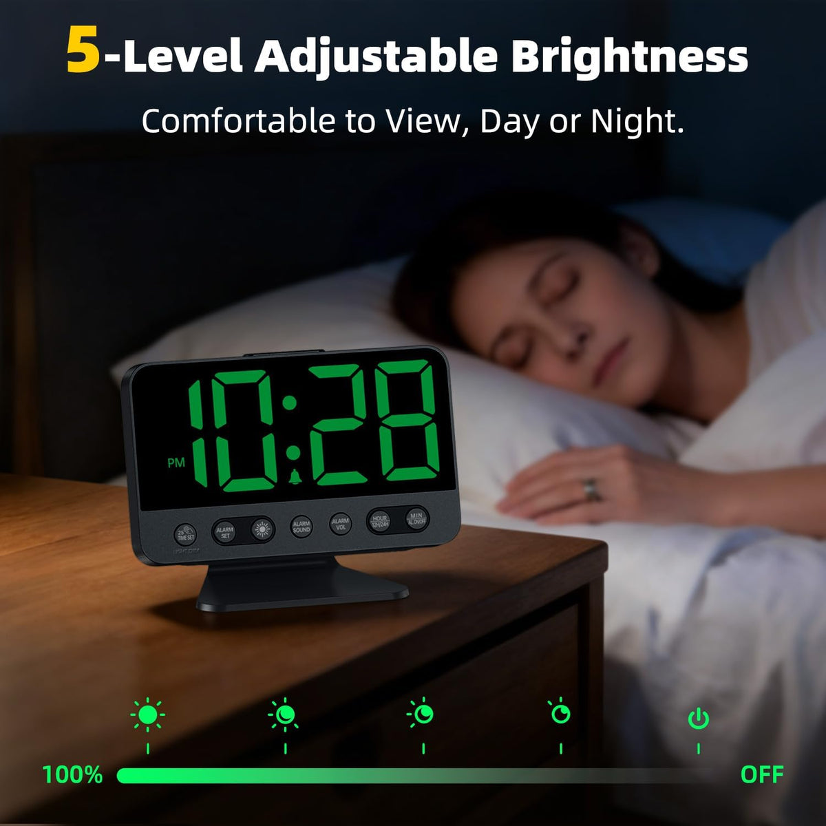 Alarm Clock for Bedroom Bedside: 2-Inch Large Numbers