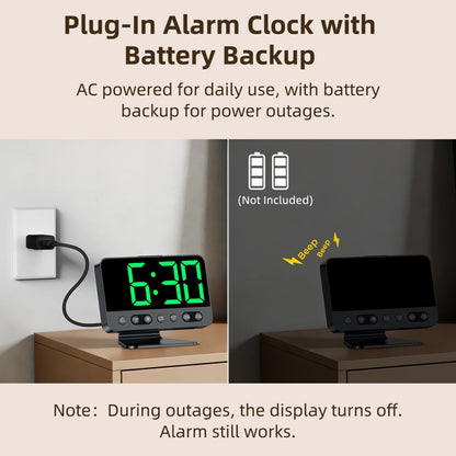 Alarm Clock for Bedroom Bedside: 2-Inch Large Numbers